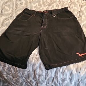 JNCO Black VINTAGE 90s Shorts with Red Stitching.